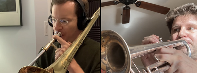 Image of Jack Gale Duet #1 for Trumpet and Trombone presentation on Zoom.