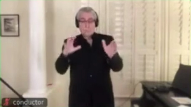 Photo of musician from a Zoom cast.