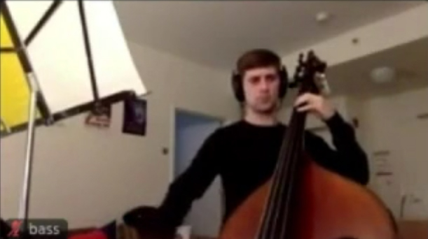 Photo of musician from a Zoom cast.