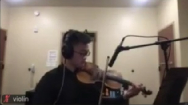 Photo of musician from a Zoom cast.