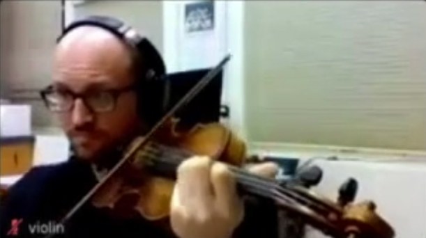 Photo of musician from a Zoom cast.